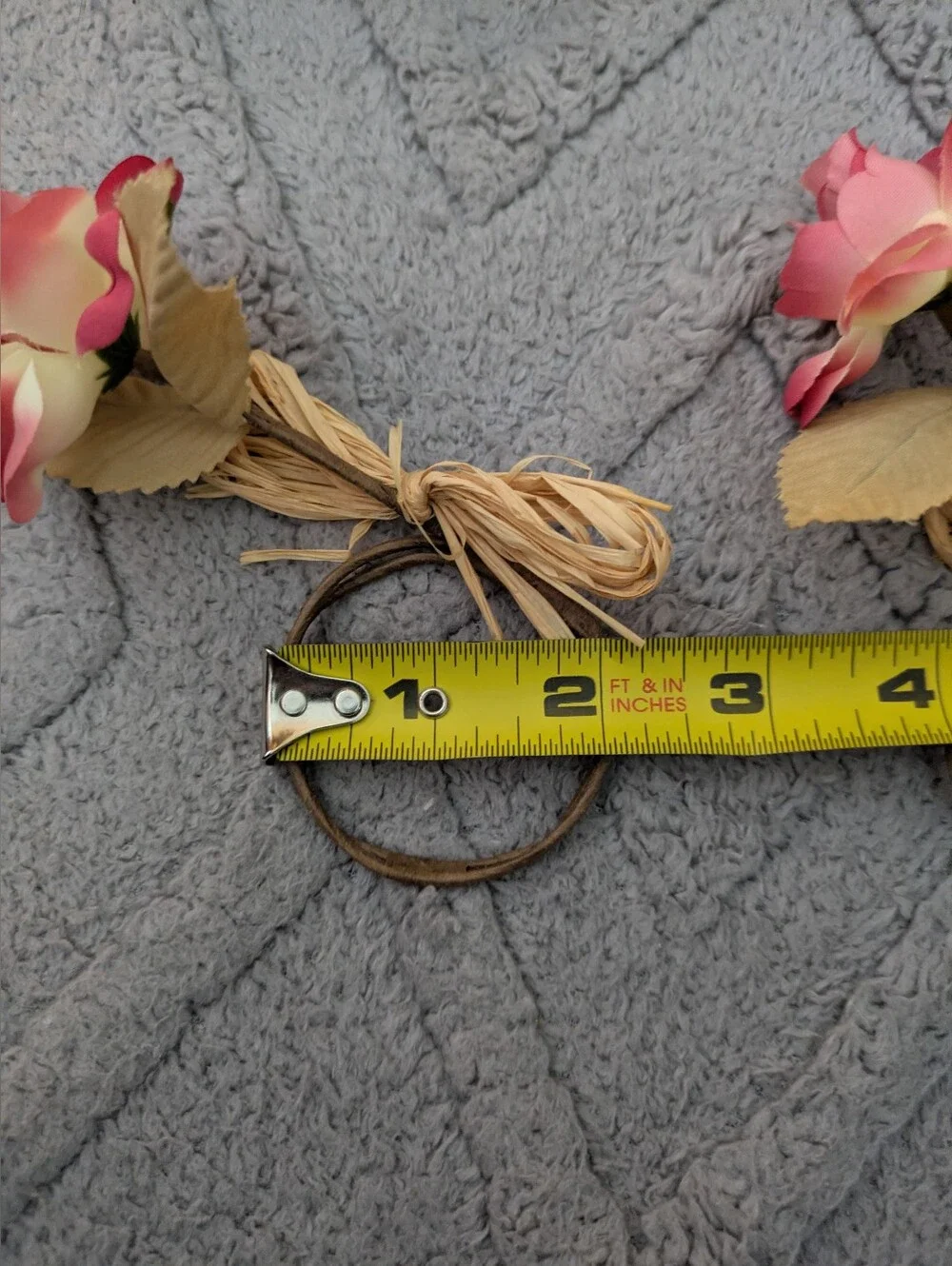 3 Pink Ombre Flower Napkin Rings with Raffia Tie